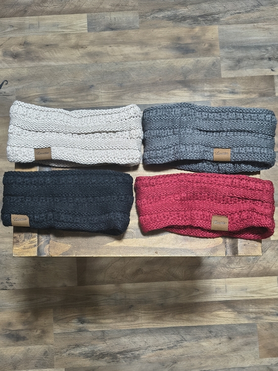 Loritta Accessories - Cable Knit Ear Warmer Headband Set — Cream, Gray, Black & Red